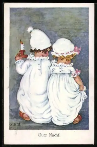 Künstler-AK Fritz Baumgarten: Kinder auf dem Weg ins Bett