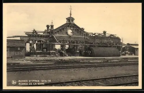 AK Ypres, Ruines de la Gare