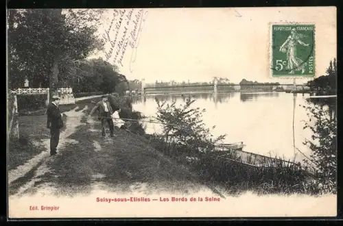 AK Soisy-sous-Etiolles, Les Bords de la Seine