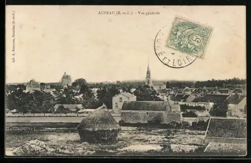 AK Auneau, Teilansicht mit Kirche