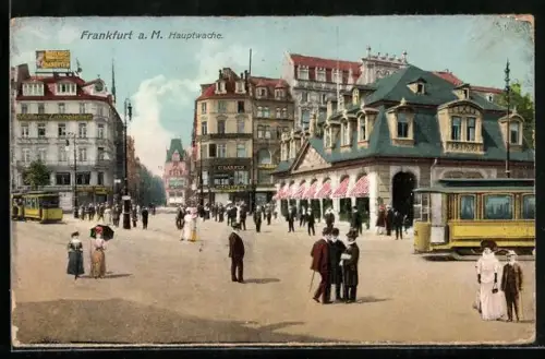 AK Frankfurt am Main, Strassenbahn an der Hauptwache