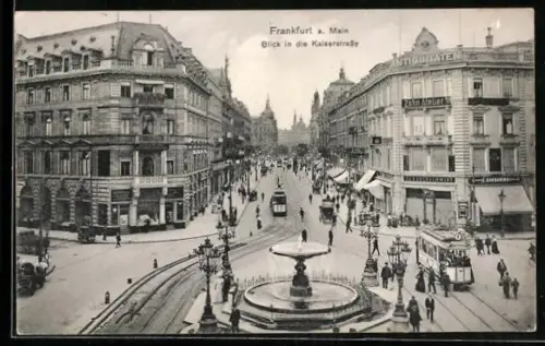AK Frankfurt, Blick in die Kaiserstrasse, Strassenbahn