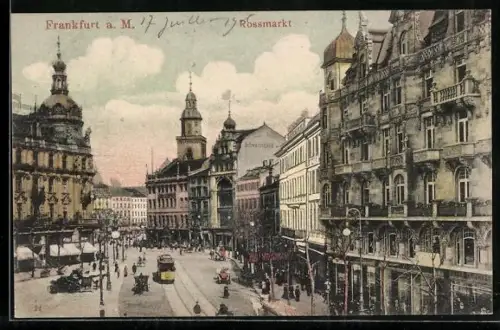 AK Frankfurt /Main, eine Strassenbahn auf dem Rossmarkt