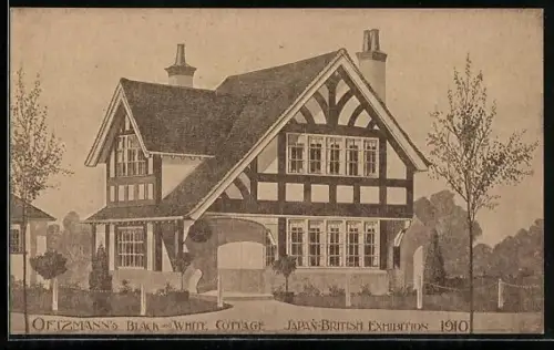 AK London, Japan-British Exhibition 1910, Oetzmann`s Black-White Cottage