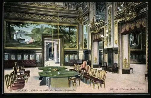 AK Monte-Carlo, Salle du Trente-Quarante mit Roulettetisch