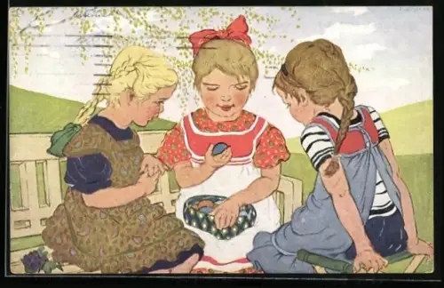 Künstler-AK Franziska Schenkel: Ostereier