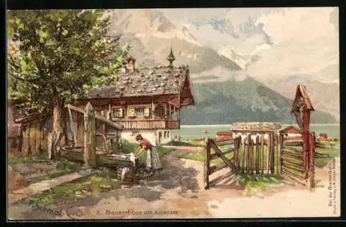 Künstler-AK P. Schmohl: Achenkirch, Bauernhaus am Achensee