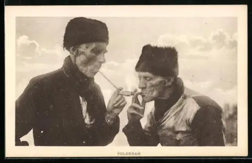 AK Zwei Männer beim Rauchen, Pfeife, Zigarre