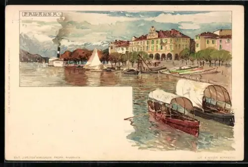 Künstler-AK Manuel Wielandt: Pallanza, Hafen