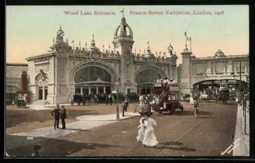 AK London, Franco-British Exhibition 1908, Wood Lane Entrance, Ausstellung