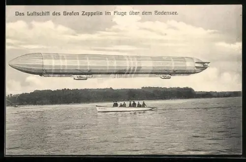 AK Luftschiff des Grafen Zeppelin im Fluge über dem Bodensee