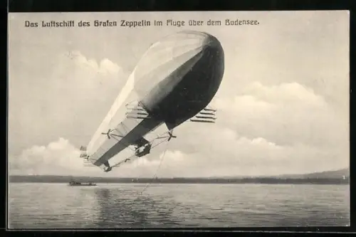 AK Das Luftschiff des Grafen Zeppelin über dem Bodensee