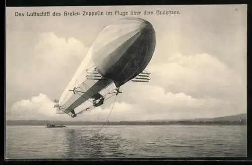 AK Das Luftschiff des Grafen Zeppelin über dem Bodensee