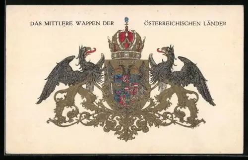 AK Das Mittlere Wappen der Österreichischen Länder, Rotes Kreuz