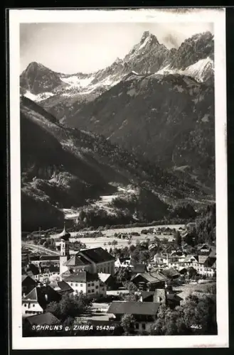 AK Schruns, Ortspanorama mit Zimba
