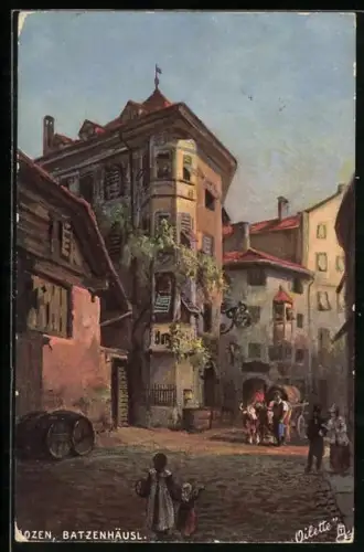 Künstler-AK Bozen, Ansicht vom Batzenhäusl