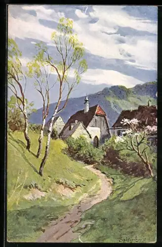 Künstler-AK August Splitgerber: Weg in den Ort