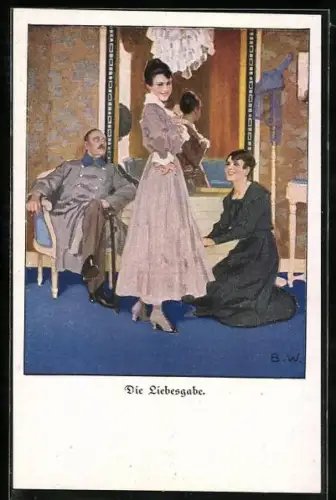 Künstler-AK Brynolf Wennerberg: Die Liebesgabe, Frau vor dem Spiegel