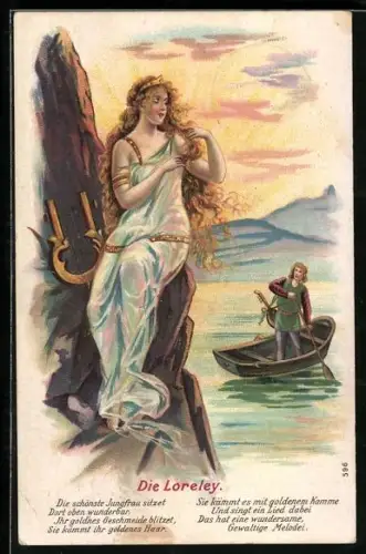 AK Die Loreley, Die schönste Jungfrau sitzet dort oben wunderbar...
