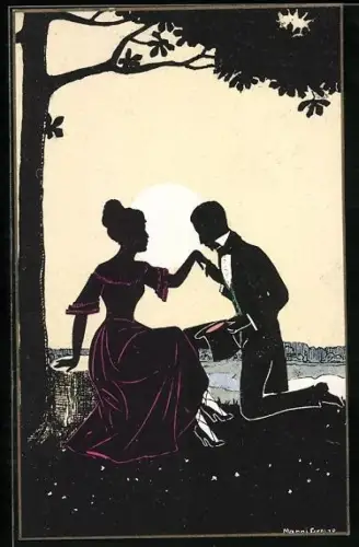 Künstler-AK Manni Grosze: Liebespaar unter einem Baum