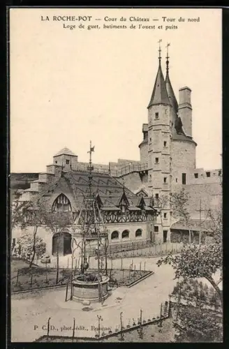 AK La Roche-Pot, Loge de guet, batiments de l'ouest et puits
