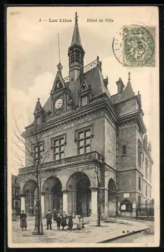 AK Les Lilas, Hotel de Ville, Kinder vorm Rathaus