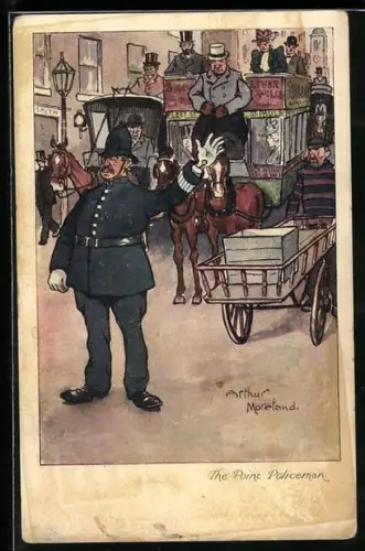 Künstler-AK Arthur Moreland: The Point Policeman, Verkehrs-Polizist