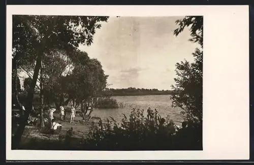 Foto-AK Schlänitzsee, Badestelle am See 1929