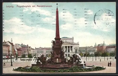 AK Leipzig, Augustusplatz mit Mendebrunnen