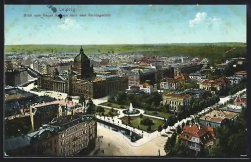 AK Leipzig, Blick vom Neuen Rathaus nach dem Reichsgericht