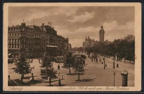 AK Leipzig, Rossplatz, Blick nach dem Neuen Rathaus