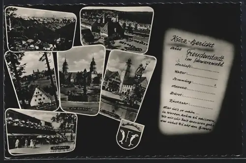 AK Freudenstadt im Schwarzwald, Blick in den Ort, Wappen