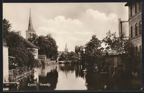 AK Erfurt, Venedig, Blick zur Kirche