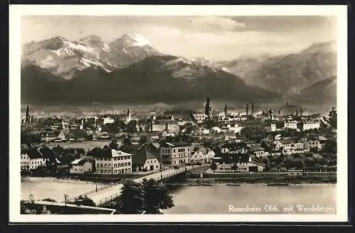 AK Rosenheim /Obb., Ortsansicht mit Wendelstein