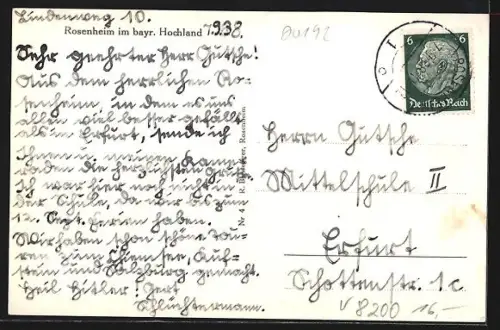 AK Rosenheim /Obb., Ortsansicht mit Wendelstein