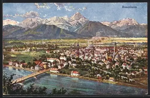 AK Rosenheim am Inn, Blick gegen den Wendelstein