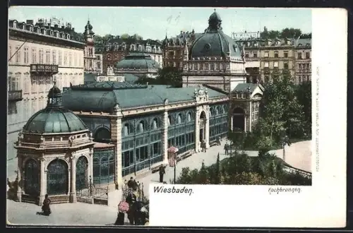 AK Wiesbaden, Blick zum Kochbrunnen