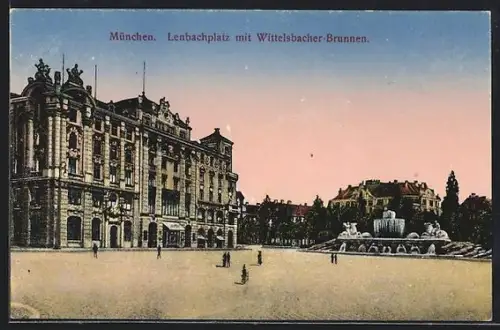 AK München, Lenbachplatz mit Wittelsbacher-Brunnen