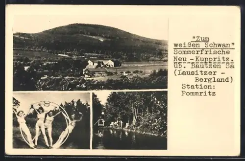 AK Neu-Kuppritz /Bautzen, Gasthof Zum weissen Schwan, Turnerinnen
