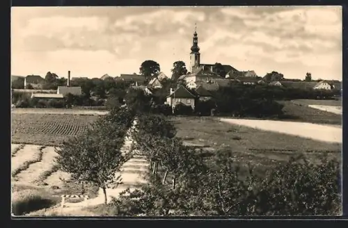 AK Hochkirch /Sachsen, Ortsansicht mit Kirche