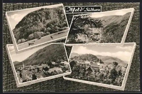 AK Ilfeld /Südharz, Ortsansicht mit Kirche, Blick auf den Ort