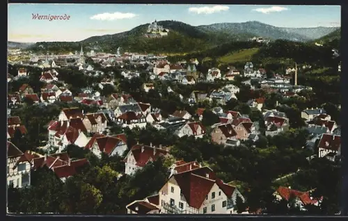 AK Wernigerode, Ortsansicht aus der Vogelschau