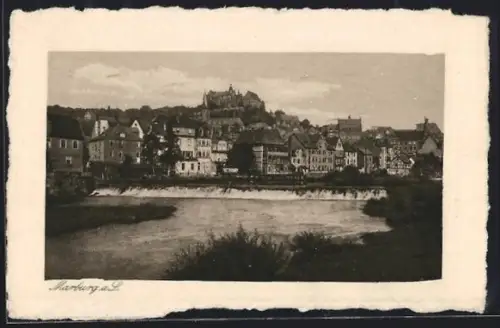 AK Marburg a. L., Lahnpartie im Ort