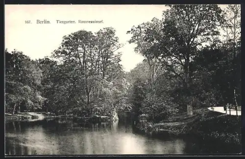 AK Berlin, Rousseauinsel im Tiergarten