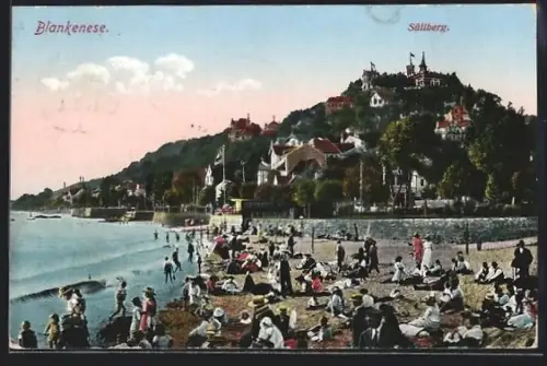 AK Hamburg-Blankenese, Strandansicht mit Süllberg