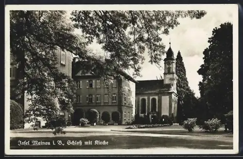 AK Mainau i. B., Schloss mit Kirche