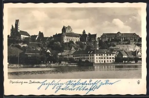 AK Meersburg am Bodensee, Schloss, Altstadt, Blick vom See