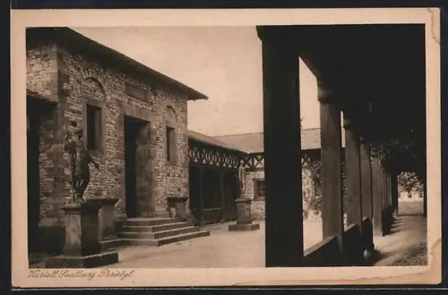 AK Saalburg /Homburg, Kastell Saalburg, Innenhof, Säulengang
