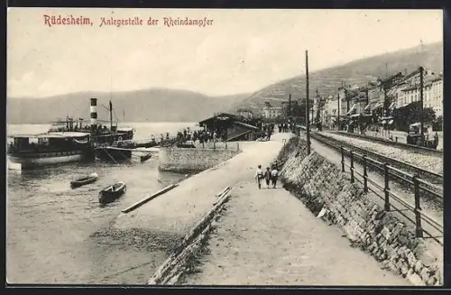AK Rüdesheim, Anlegestelle der Rheindampfer
