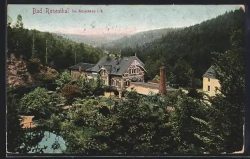 AK Bad Rosenthal bei Netzschkau, Kurhaus, Parkanlage, Waldlandschaft